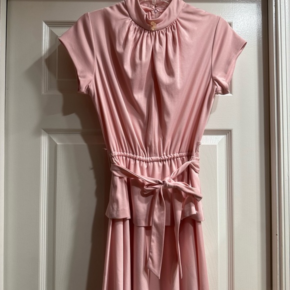 Vintage Lightweight Pink 100% Polyester Dress XS S - Picture 9 of 9